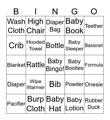 Baby Londyn Bingo Card