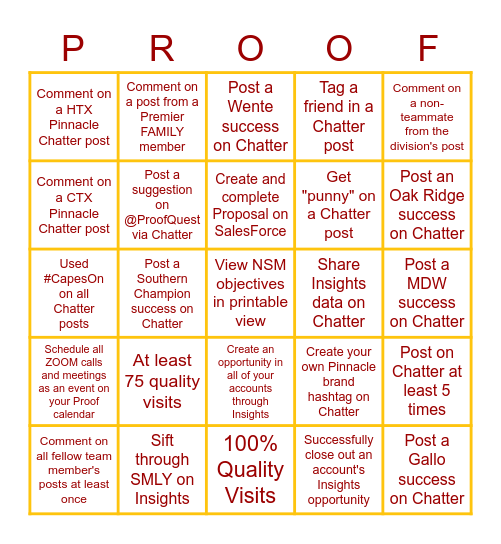 SGWS NTX Pinnacle Proof Blackout Bingo Card