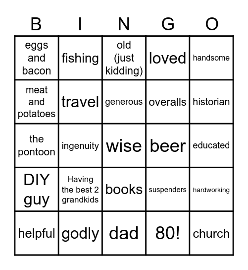 GRANDPAS BINGO Card