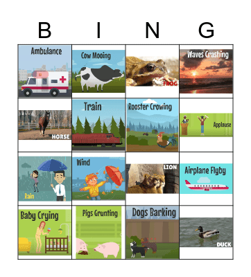 Guess The Sounds Bingo Card