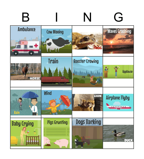 Guess The Sounds Bingo Card