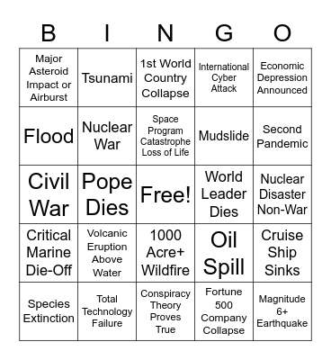 2020 Bingo! Bingo Card