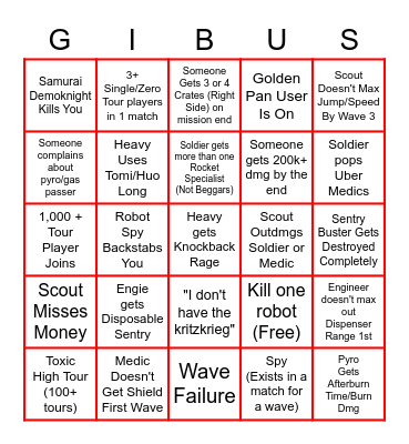 Mann vs Machine Bingo Card