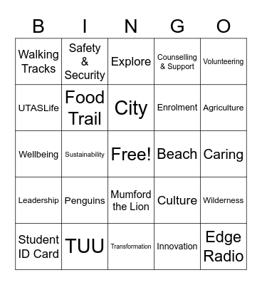 UTASLife & TUU Games Night Bingo Card