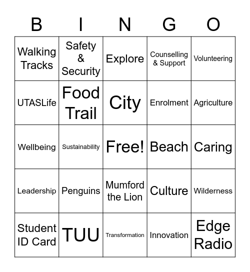 UTASLife & TUU Games Night Bingo Card