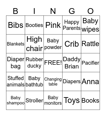 Hurry Up Anna! Bingo Card