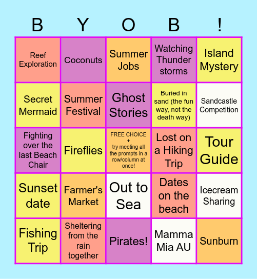 SUMMER MULTIFANDOM RAREPAIR BINGO Card
