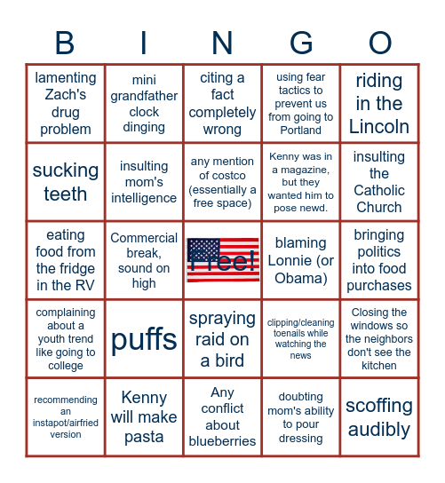 Oregon 2020! Bingo Card