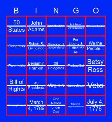 'Merica Bingo Card