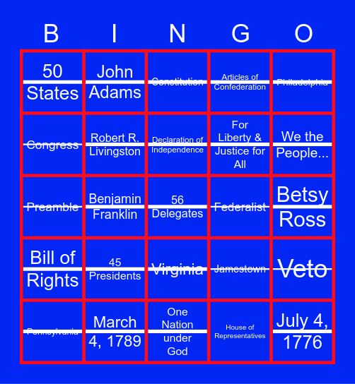 'Merica Bingo Card