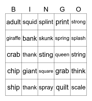 Level 2 Phonics Review Bingo Card