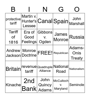 American Nationalism Bingo Card