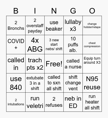 RT Bingo Card