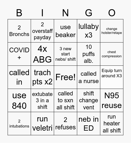 RT Bingo Card