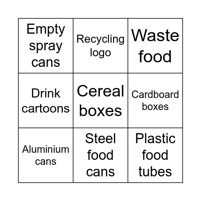Recycling bingo! Bingo Card