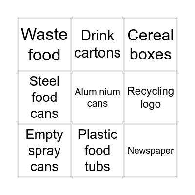 Recycling bingo! Bingo Card