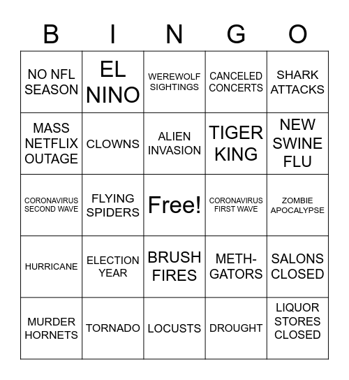 2020 Bingo Card