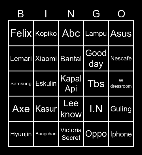 Bingonya abi Bingo Card