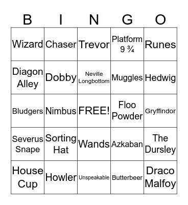 Deathly Hallows Bingo Card