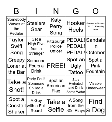 Pittsburgh Pedaler Bingo! Bingo Card