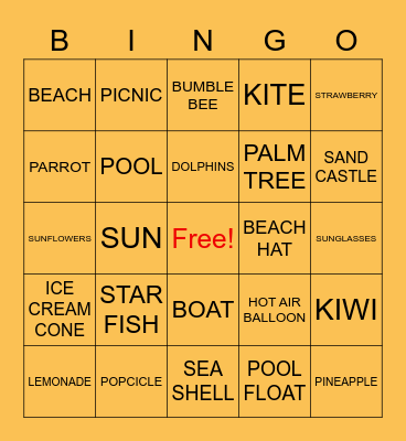 EDF Summer BINGO Card