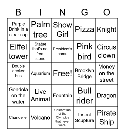 Vegas Baby!! Bingo Card