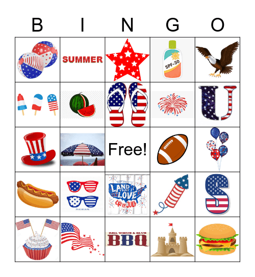 4th of July Bingo Camp Bingo Card