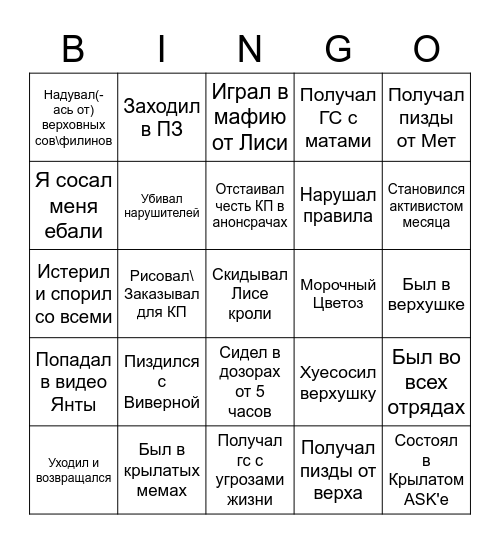 Крылатое Bingo Card