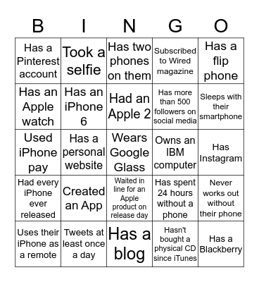 Tech Geek Bingo Card