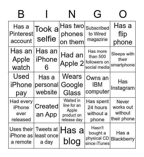 Tech Geek Bingo Card