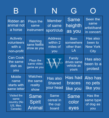 WINDWARD 9th Grade BINGO Card