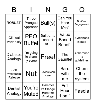 Airrosti Conference Call Bingo Card