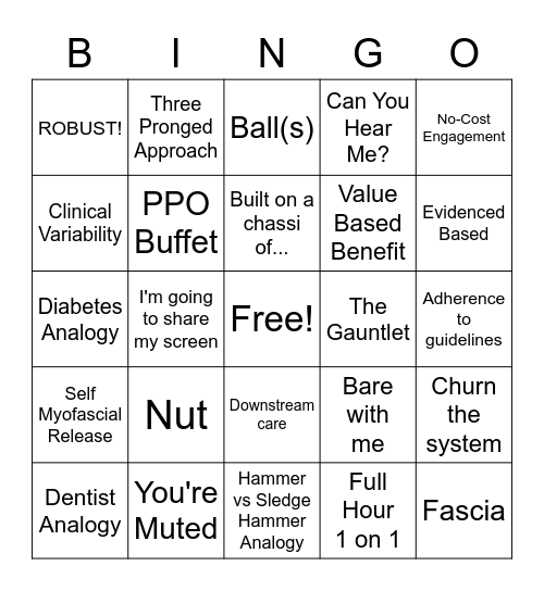 Airrosti Conference Call Bingo Card