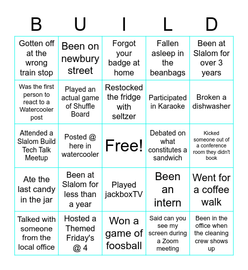 5 Years of Slalom Build in Boston! Bingo Card