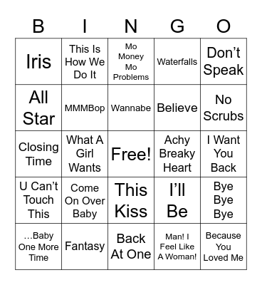 90's Singo Bingo Card