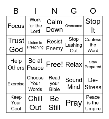 Keep Your Cool Bingo Card