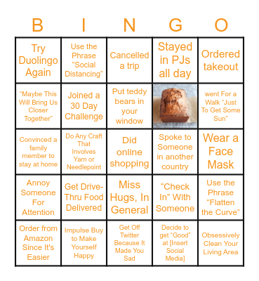 Quarantine Bingo Card