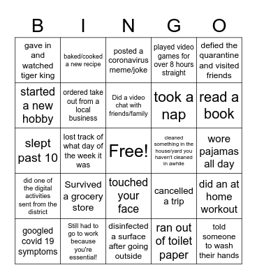 Coronavirus Bingo Card