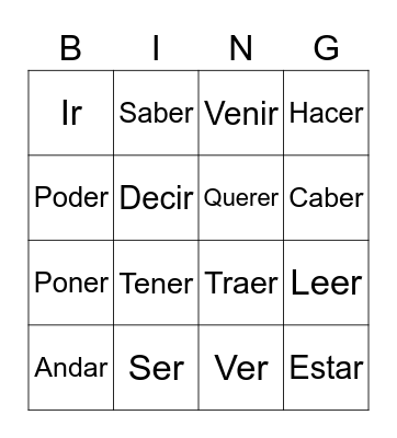 Spanish Bingo Card