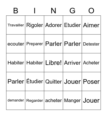 French bingo bongo  Bingo Card