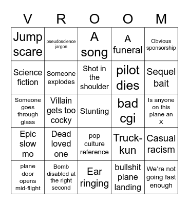 The Fast and the Fierce Bingo Card