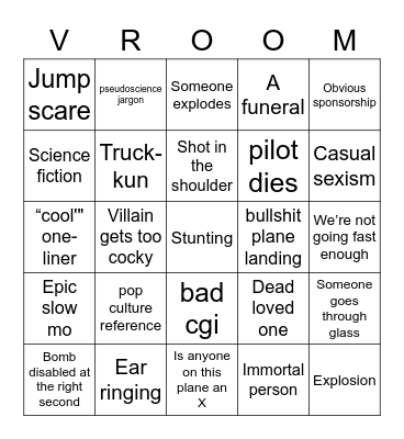 The Fast and the Fierce Bingo Card