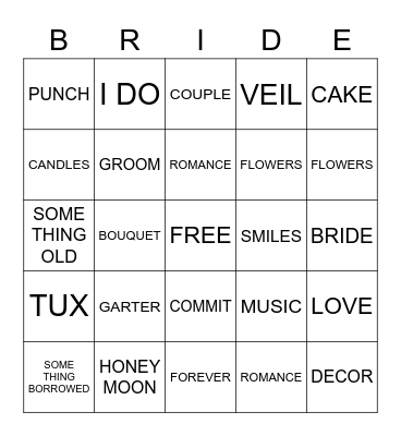 BRIDAL SHOWER BINGO Card