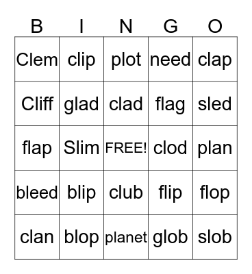 Planet Blip-Blop Bingo Card