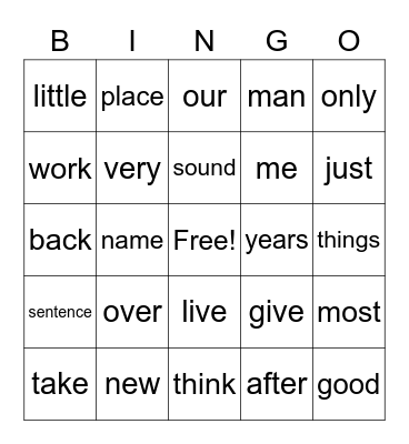 Sight Word BINGO (200-225) Bingo Card