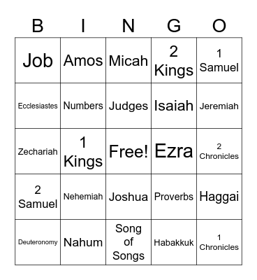 Old Testament Bingo Card