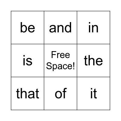 GOLDEN Words BINGO Card