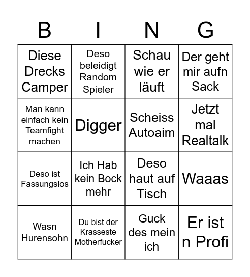 Deso Warzone Bingo Card