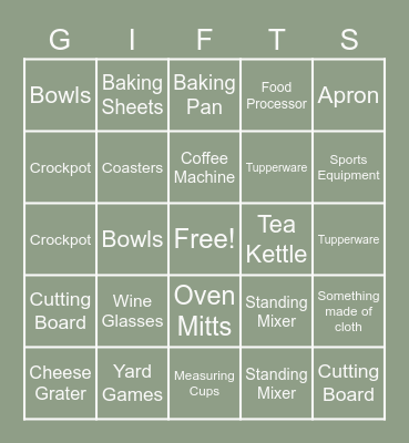 Bridal Shower Bingo Card