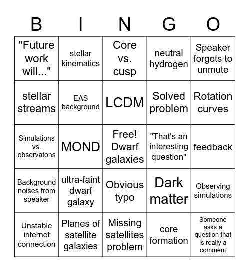 Dwarf Galaxy Bingo Card